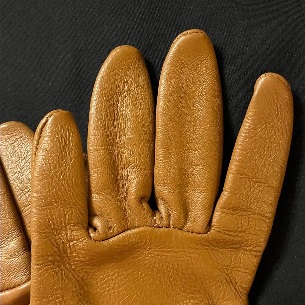 RARE Vintage tan deerskin fitted leather driving gloves women large size 7 soft